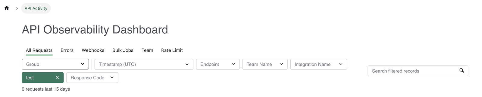 Searching by API key
