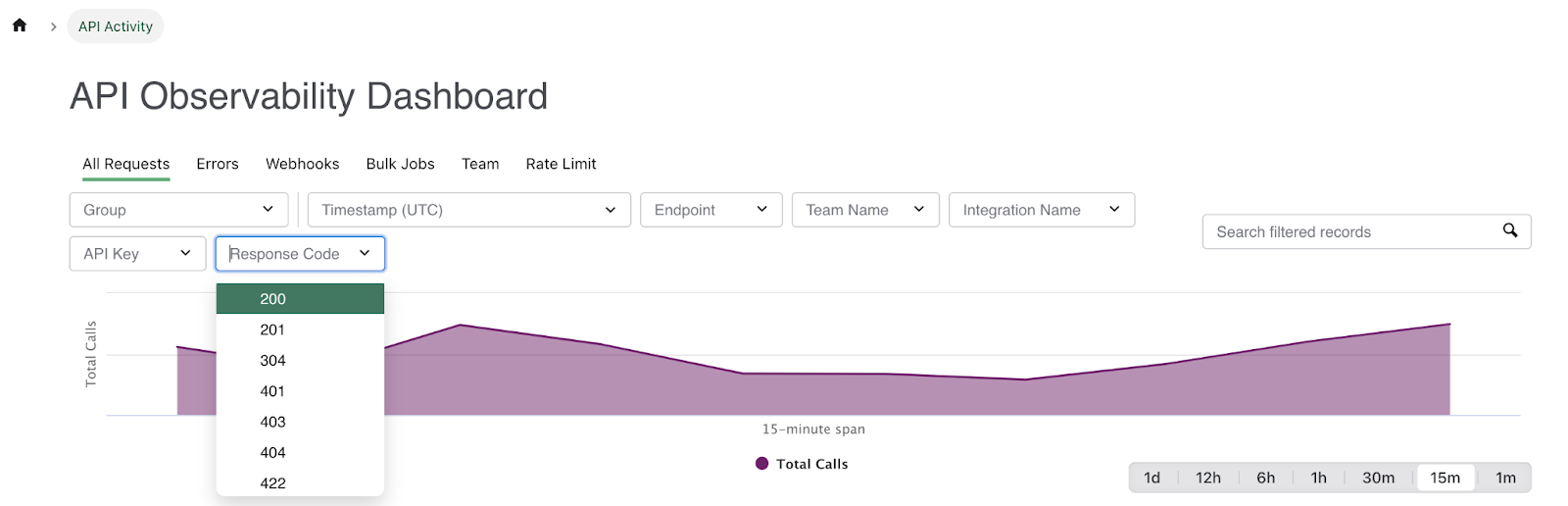 Searching by response code